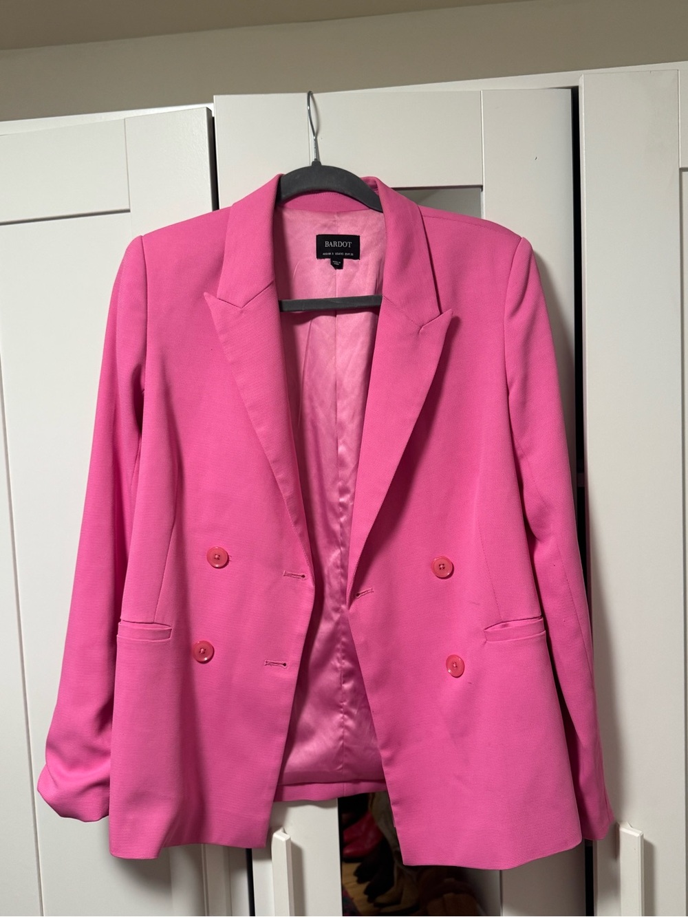 Bardot Hot Pink Double-Breasted Blazer